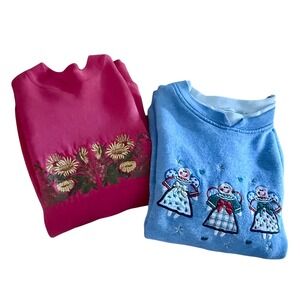 Lot of 2 Diff. Used Crew Neck Wmn Sweatshirts Sz Extra Large Shenanigans + Hanes